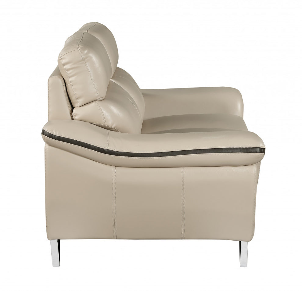 108" Charming Beige Leather Sofa Set By Homeroots | Sofa Set | Modishstore - 5