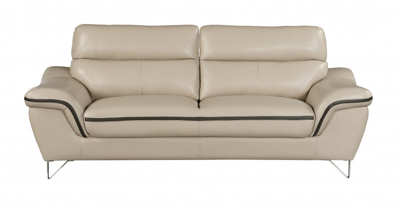 36" Charming Beige Leather Sofa By Homeroots | Sofas | Modishstore