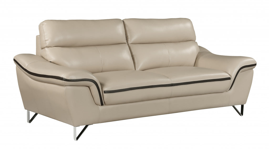 36" Charming Beige Leather Sofa By Homeroots | Sofas | Modishstore - 2