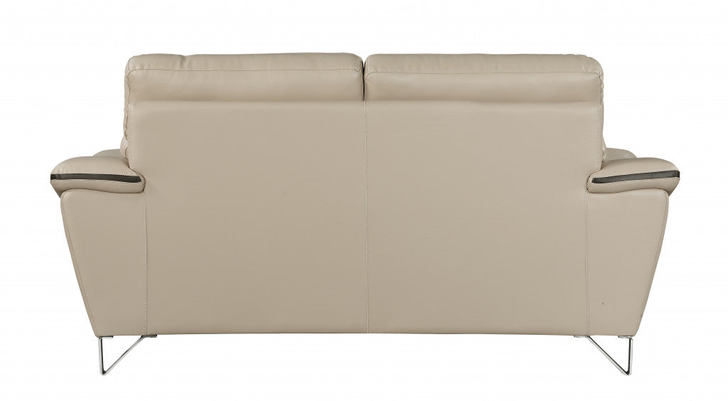 36" Contemporary Beige Leather Loveseat By Homeroots | Loveseats | Modishstore - 3