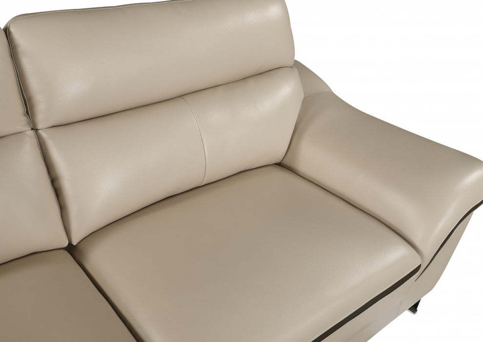 36" Contemporary Beige Leather Loveseat By Homeroots | Loveseats | Modishstore - 6