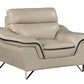 36" Beige Contemporary Leather Loveseat By Homeroots | Loveseats | Modishstore - 2
