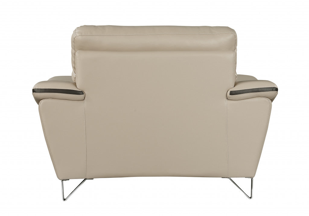 36" Beige Contemporary Leather Loveseat By Homeroots | Loveseats | Modishstore - 3
