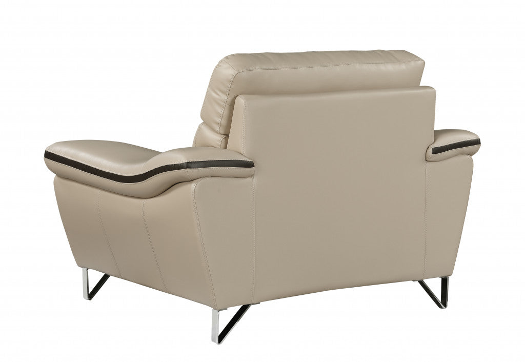 36" Beige Contemporary Leather Loveseat By Homeroots | Loveseats | Modishstore - 4