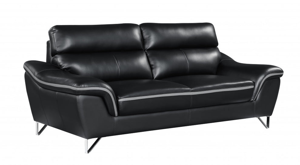 36" Charming Black Leather Sofa By Homeroots | Sofas | Modishstore - 2