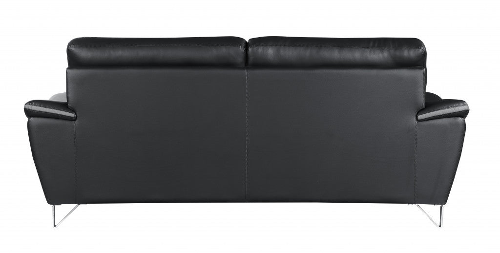 36" Charming Black Leather Sofa By Homeroots | Sofas | Modishstore - 3