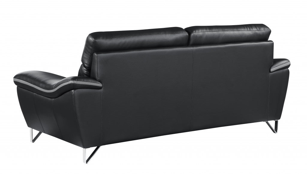 36" Charming Black Leather Sofa By Homeroots | Sofas | Modishstore - 4