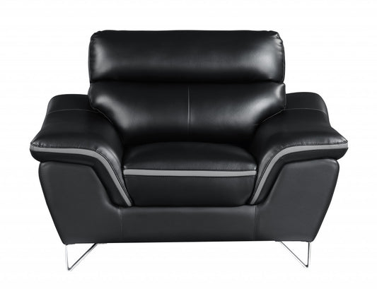 36" Contemporary Black Leather Chair By Homeroots | Lounge Chairs | Modishstore