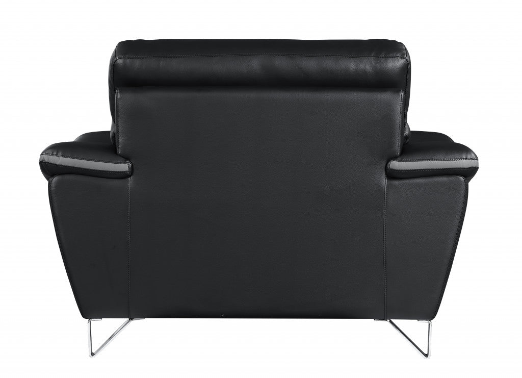 36" Contemporary Black Leather Chair By Homeroots | Lounge Chairs | Modishstore - 3