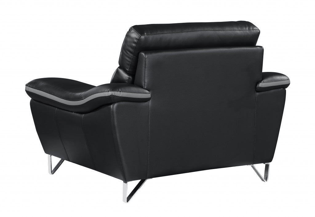 36" Contemporary Black Leather Chair By Homeroots | Lounge Chairs | Modishstore - 4