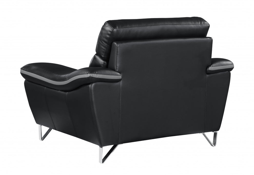 36" Contemporary Black Leather Chair By Homeroots | Lounge Chairs | Modishstore - 4