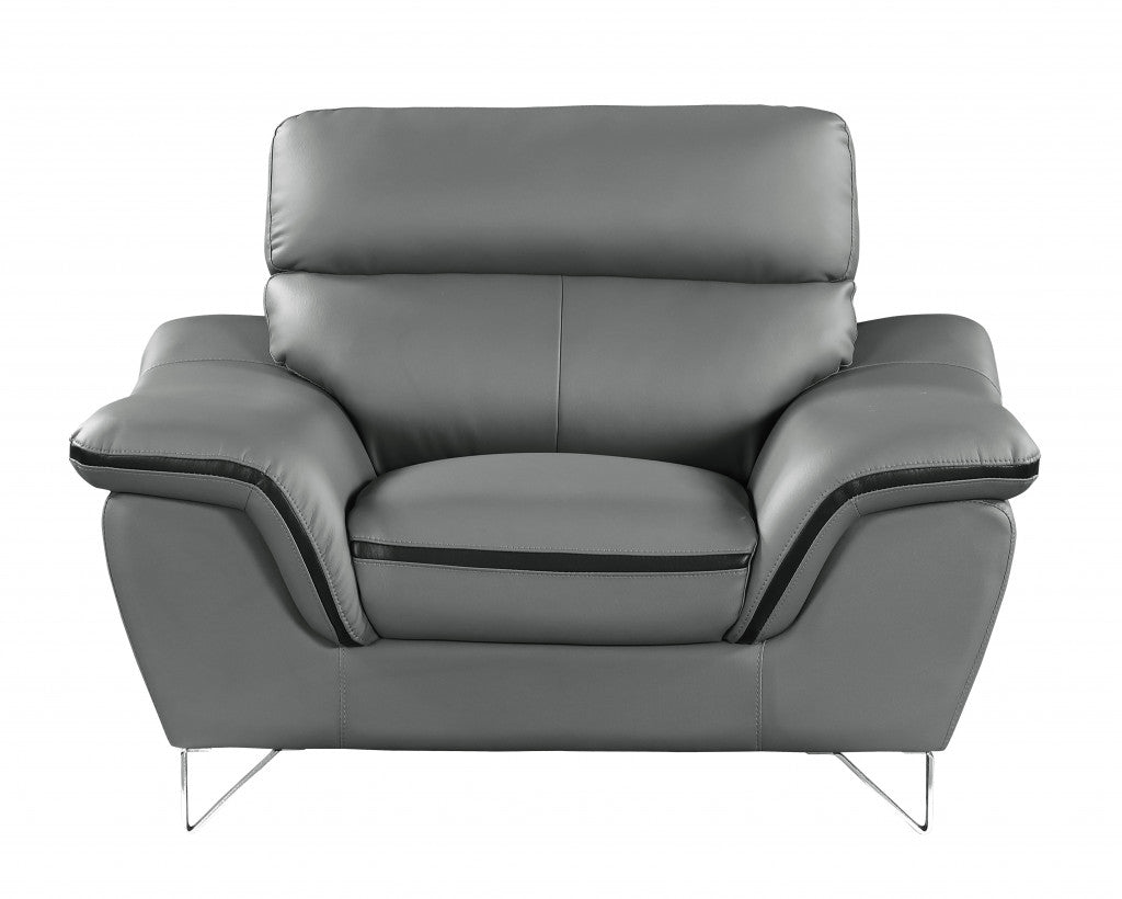 108" Charming Grey Leather Sofa Set By Homeroots | Sofa Set | Modishstore - 2