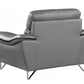 108" Charming Grey Leather Sofa Set By Homeroots | Sofa Set | Modishstore - 3