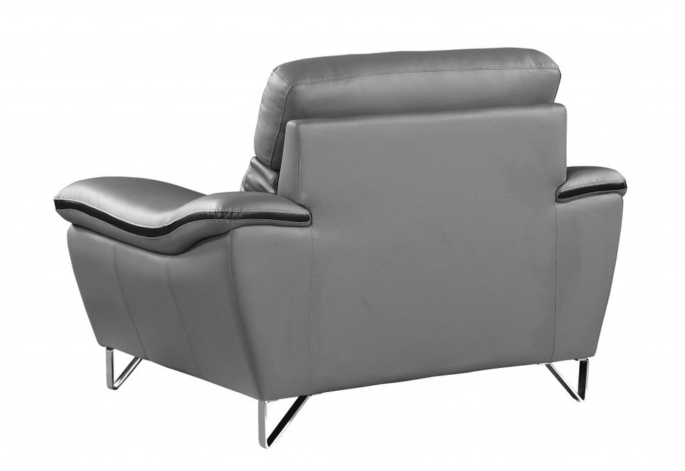 108" Charming Grey Leather Sofa Set By Homeroots | Sofa Set | Modishstore - 3