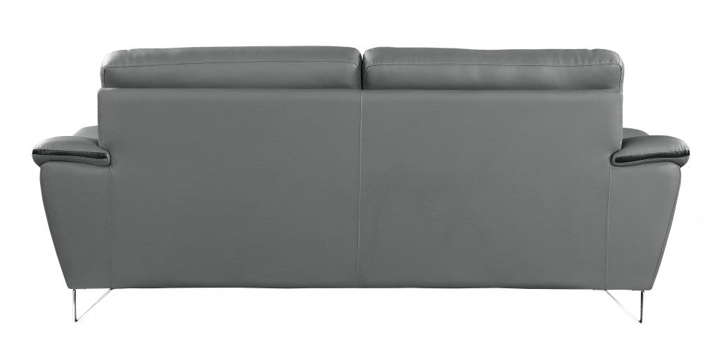 36" Contemporary Grey Leather Loveseat By Homeroots | Loveseats | Modishstore - 3
