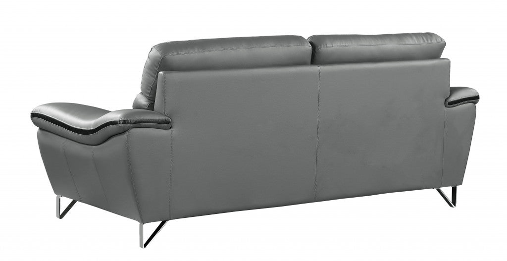 36" Contemporary Grey Leather Loveseat By Homeroots | Loveseats | Modishstore - 4