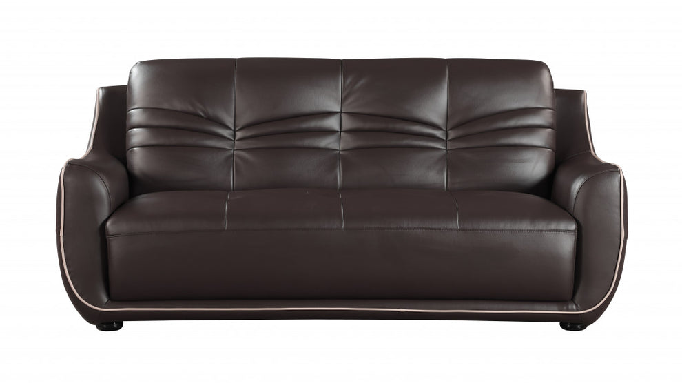 108" Elegant Brown Leather Sofa Set By Homeroots | Sofa Set | Modishstore - 5