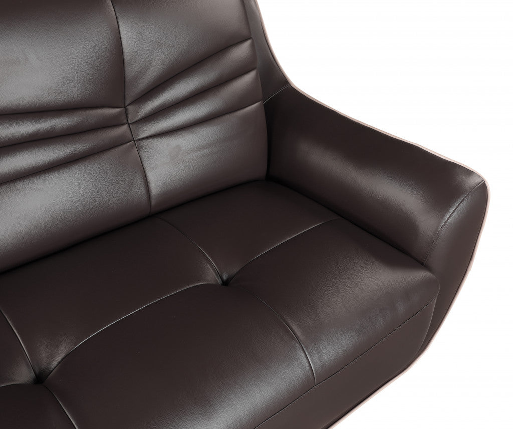 36" Elegant Brown Leather Sofa By Homeroots | Sofas | Modishstore - 5