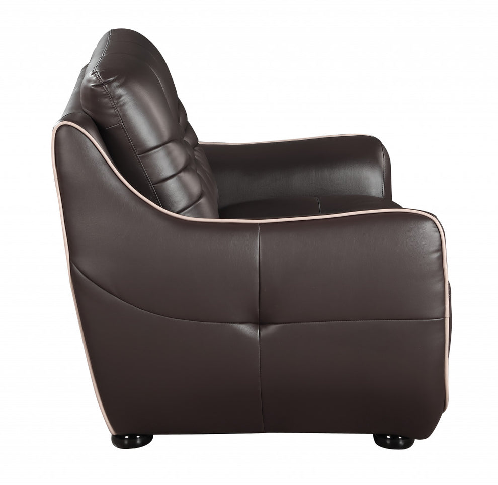 36" Brown Elegant Leather Chair By Homeroots | Accent Chairs | Modishstore - 4