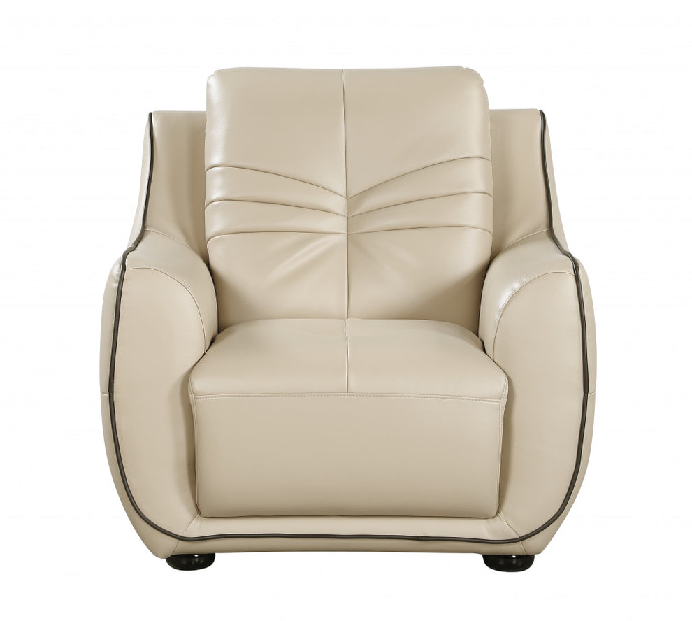108" Elegant Beige Leather Sofa Set By Homeroots | Sofa Set | Modishstore - 3