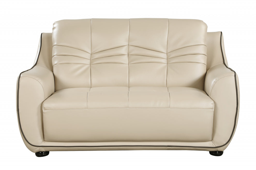 108" Elegant Beige Leather Sofa Set By Homeroots | Sofa Set | Modishstore - 4