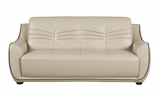 36" Elegant Beige Leather Sofa By Homeroots | Sofa Set | Modishstore