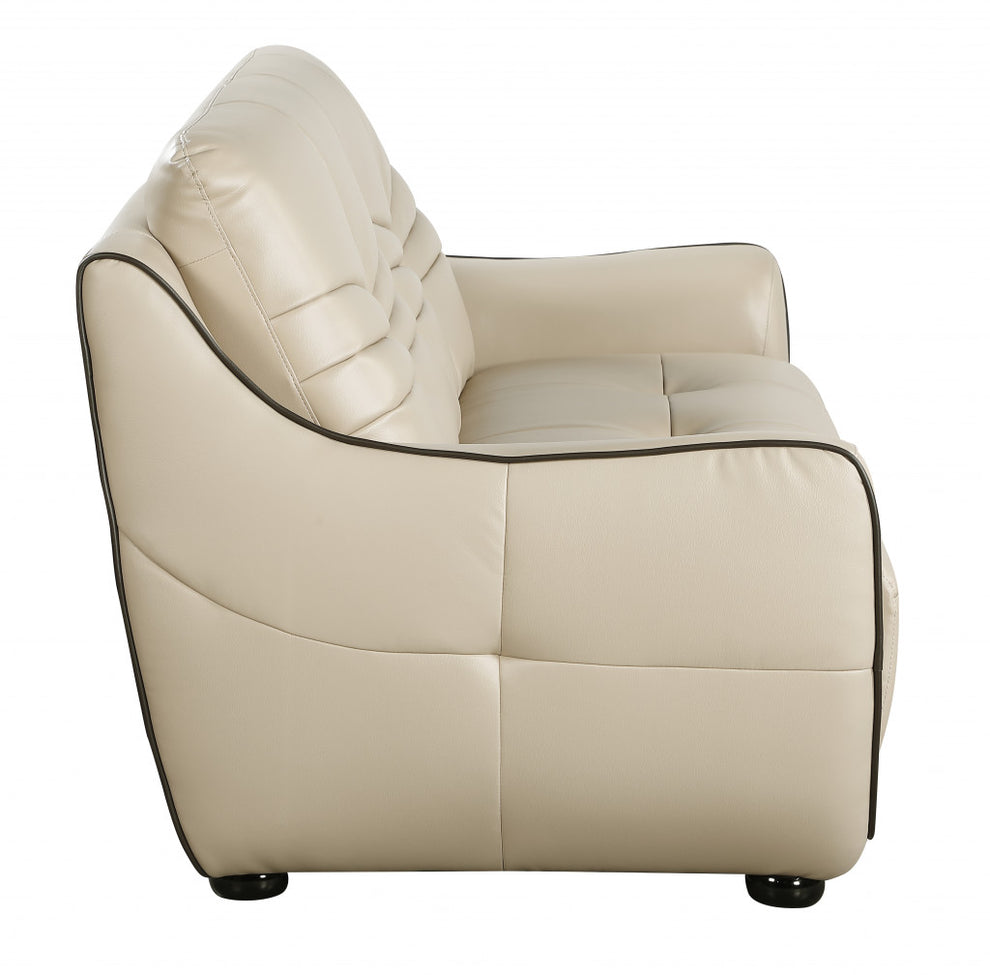 36" Elegant Beige Leather Sofa By Homeroots | Sofa Set | Modishstore - 4