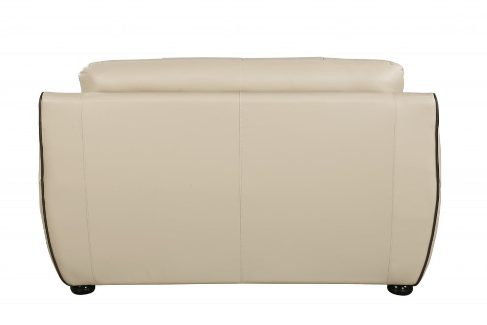 36" Elegant Beige Leather Loveseat By Homeroots | Loveseats | Modishstore - 3