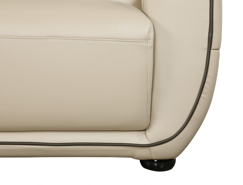 36" Elegant Beige Leather Loveseat By Homeroots | Loveseats | Modishstore - 5