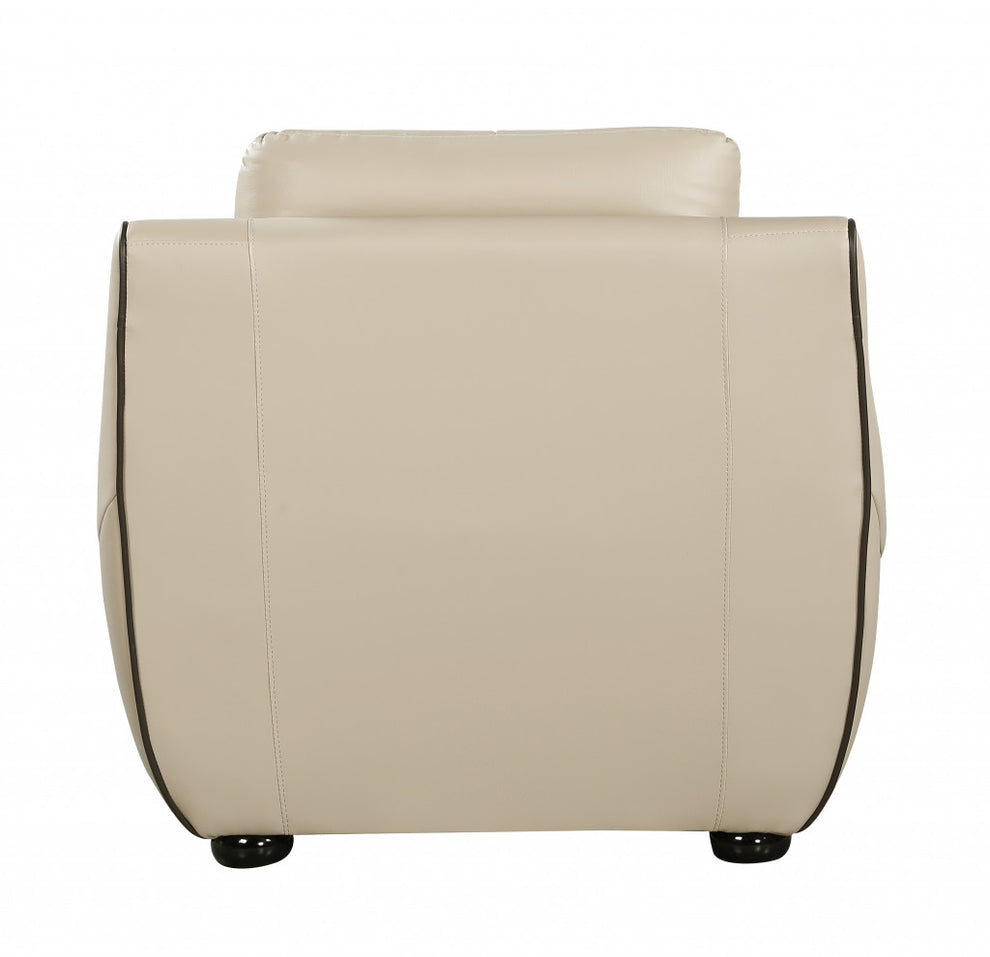 36" Beige Elegant Faux Leather Chair By Homeroots | Accent Chairs | Modishstore - 3