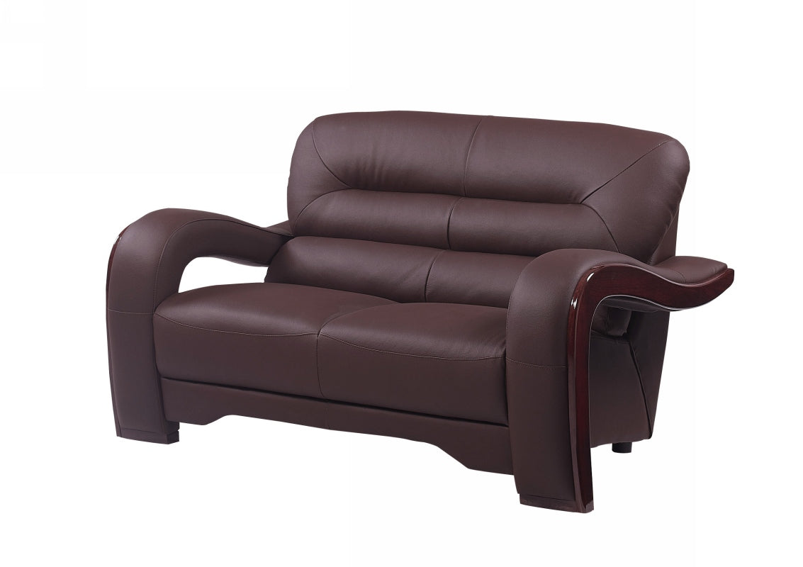 36" Glamorous Brown Leather Loveseat By Homeroots | Loveseats | Modishstore