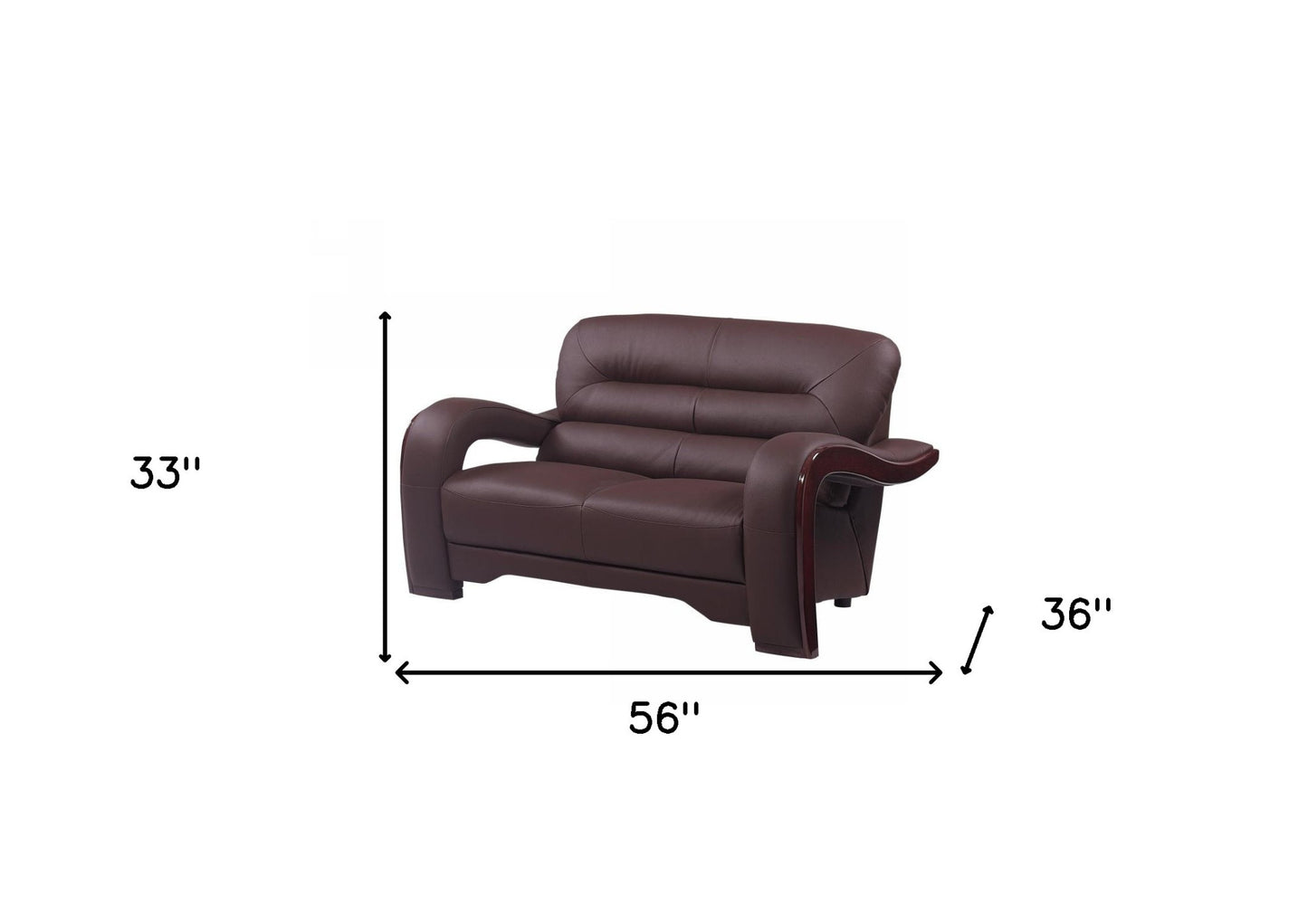 36" Glamorous Brown Leather Loveseat By Homeroots | Loveseats | Modishstore - 5