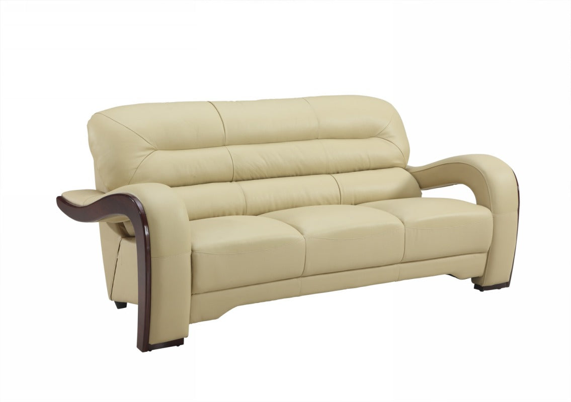 36" Glamorous Beige Leather Sofa By Homeroots