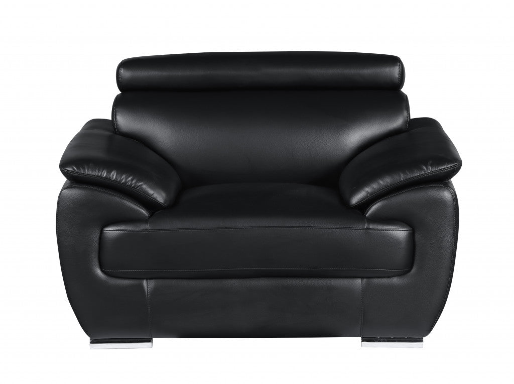 114" Captivating Black Leather Sofa Set By Homeroots | Sofa Set | Modishstore - 3