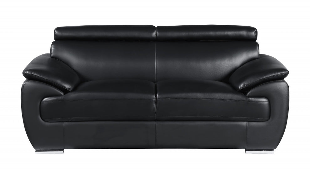 114" Captivating Black Leather Sofa Set By Homeroots | Sofa Set | Modishstore - 4