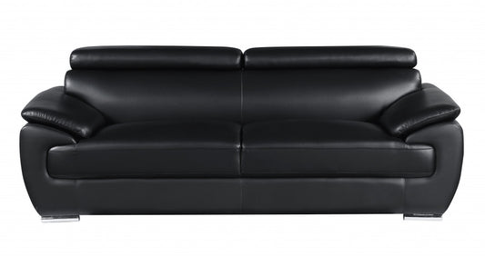86" Captivating Black Leather Sofa By Homeroots | Sofa Set | Modishstore