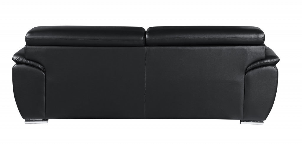 86" Captivating Black Leather Sofa By Homeroots | Sofa Set | Modishstore - 3