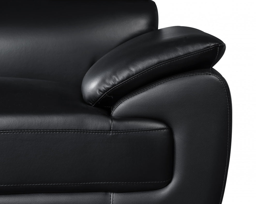 86" Captivating Black Leather Sofa By Homeroots | Sofa Set | Modishstore - 5
