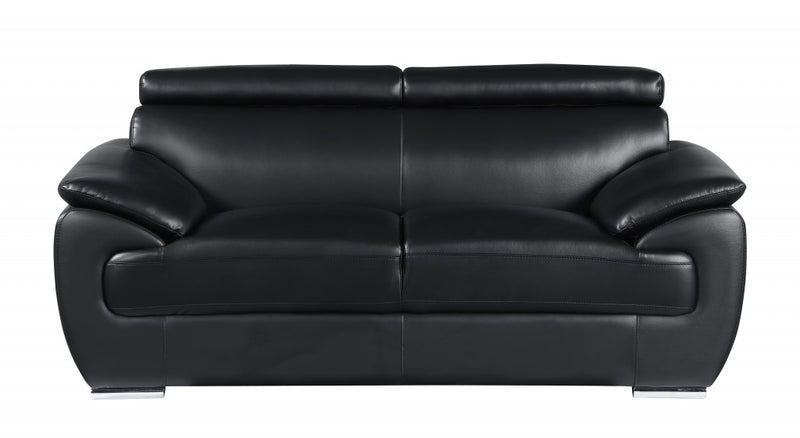 Captivating Black Leather Loveseat By Homeroots | Loveseats | Modishstore