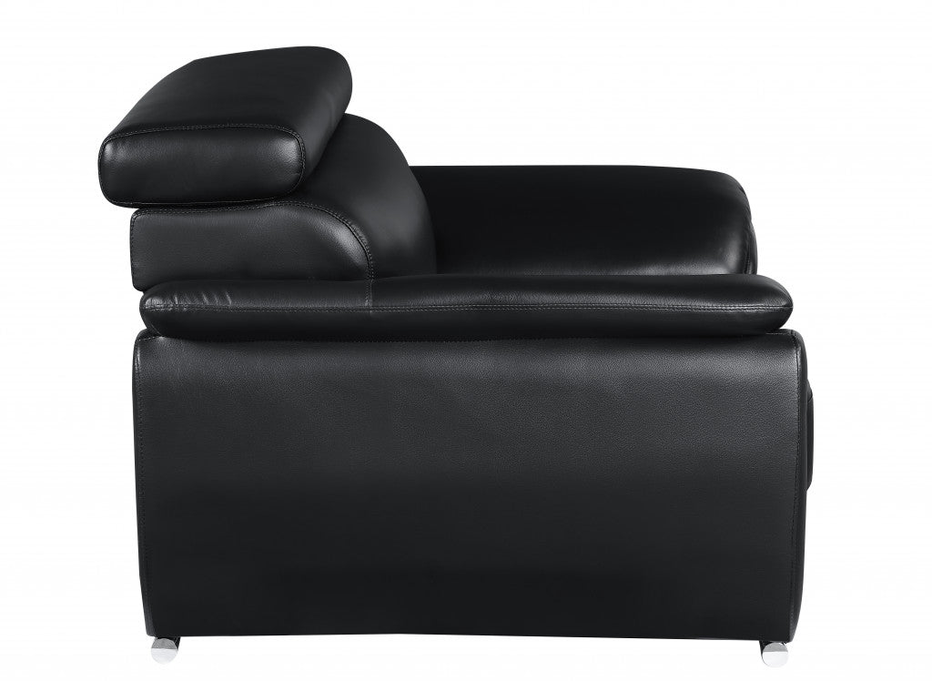 Captivating Black Leather Loveseat By Homeroots | Loveseats | Modishstore - 4