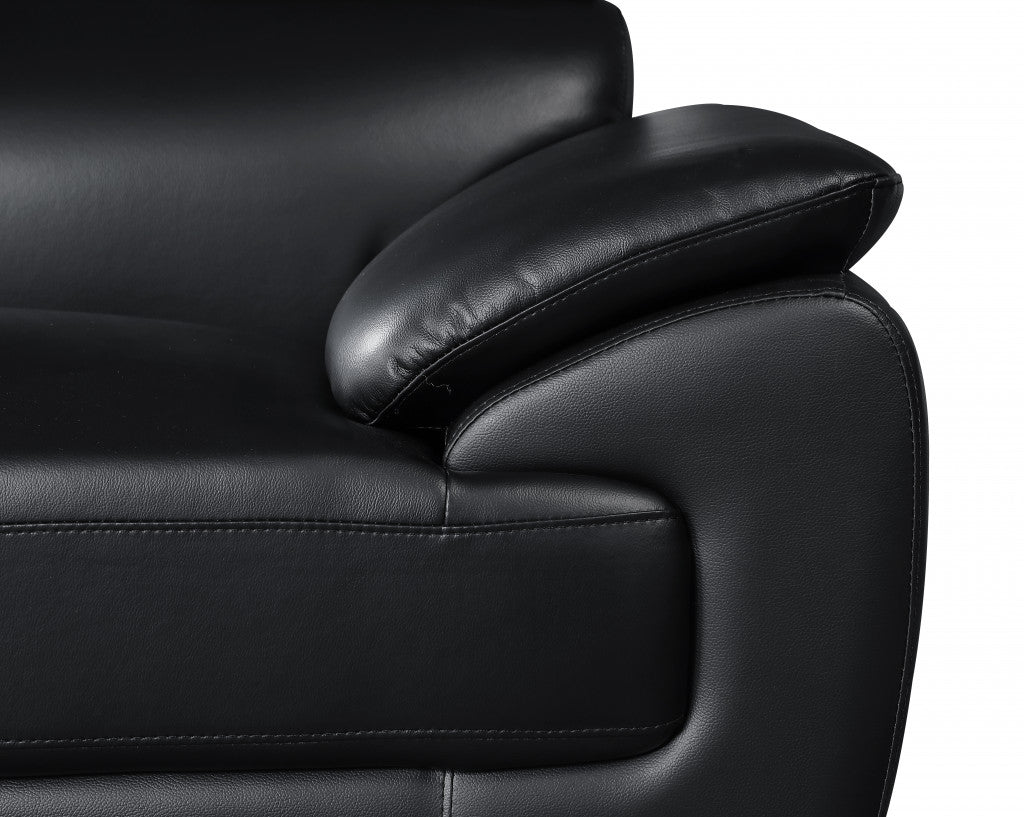 Black Captivating Leather Chair By Homeroots | Accent Chairs | Modishstore - 5