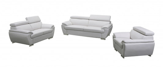 114" Captivating White Leather Sofa Set By Homeroots | Sofa Set | Modishstore