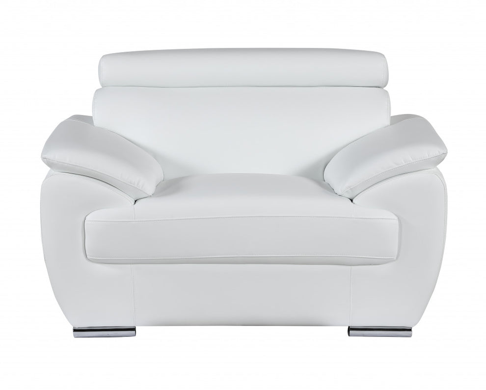 114" Captivating White Leather Sofa Set By Homeroots | Sofa Set | Modishstore - 3
