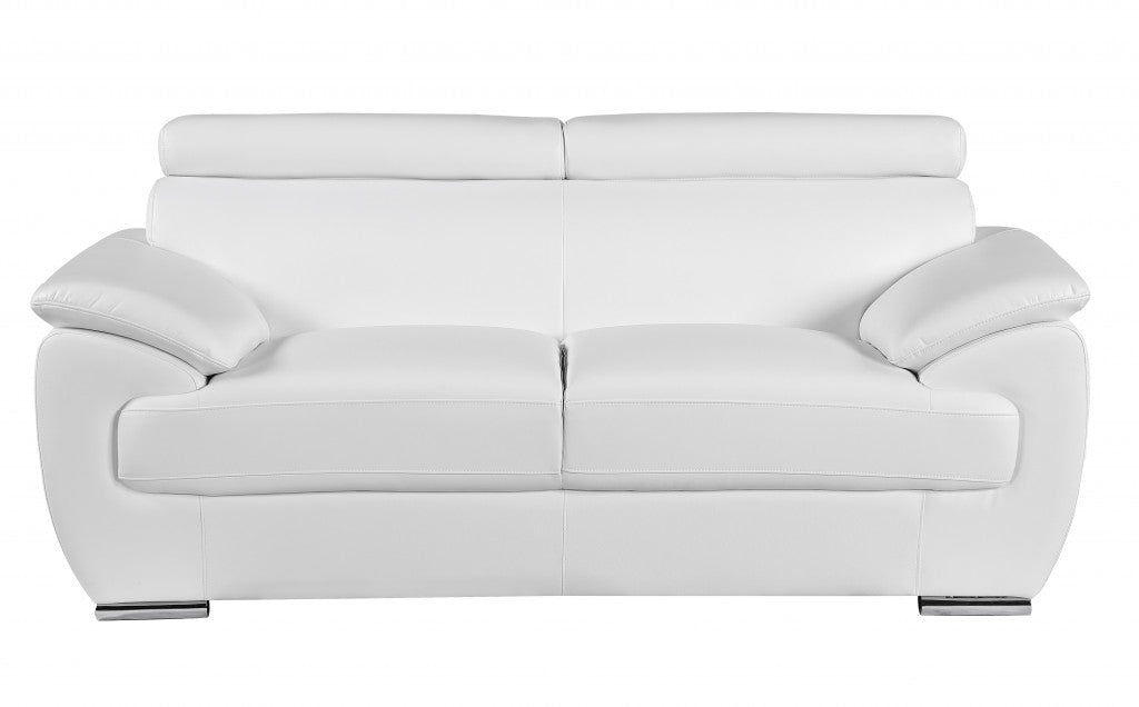 114" Captivating White Leather Sofa Set By Homeroots | Sofa Set | Modishstore - 4
