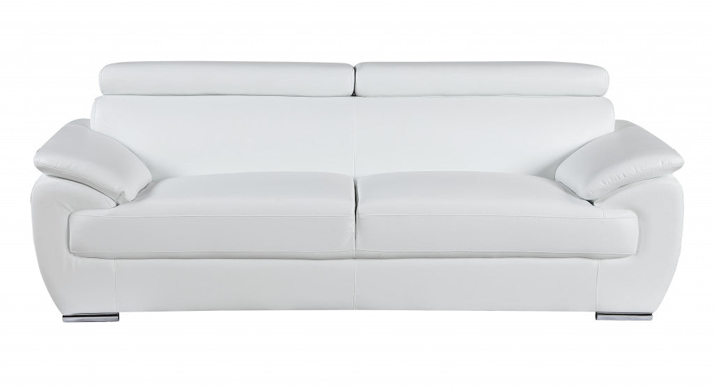 114" Captivating White Leather Sofa Set By Homeroots | Sofa Set | Modishstore - 5