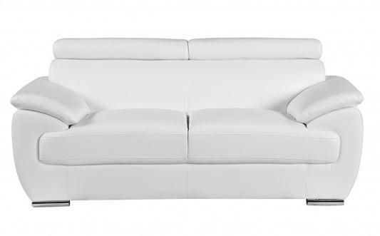 32" to 38" Captivating White Leather Loveseat By Homeroots | Loveseats | Modishstore