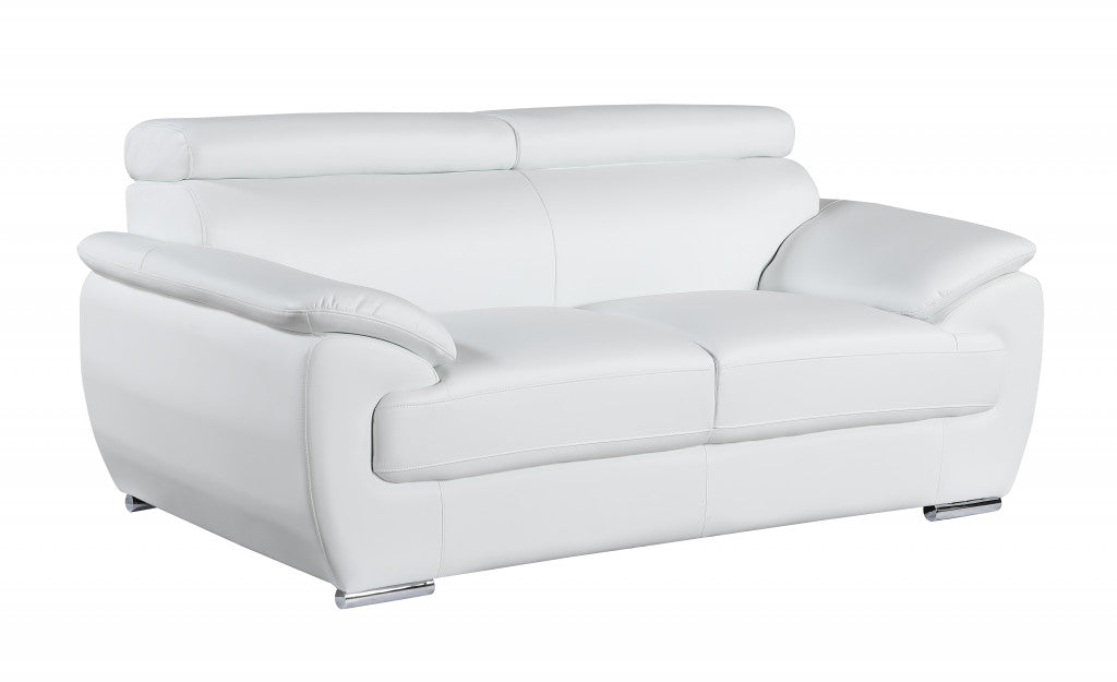 32" to 38" Captivating White Leather Loveseat By Homeroots | Loveseats | Modishstore - 2