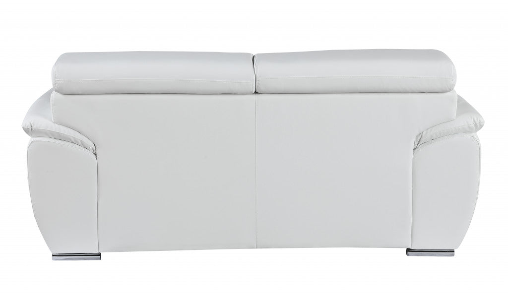 32" to 38" Captivating White Leather Loveseat By Homeroots | Loveseats | Modishstore - 3