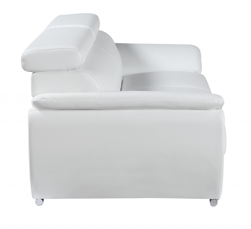 32" to 38" Captivating White Leather Loveseat By Homeroots | Loveseats | Modishstore - 4