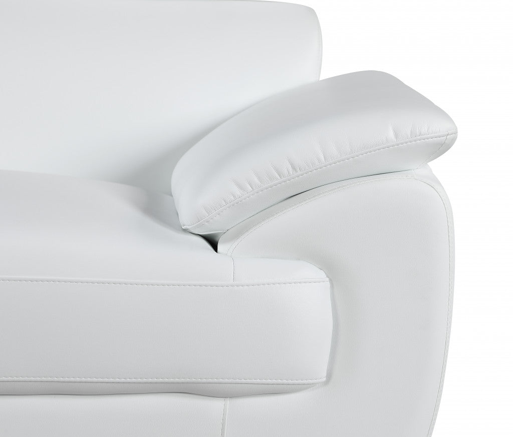 32" to 38" Captivating White Leather Loveseat By Homeroots | Loveseats | Modishstore - 5
